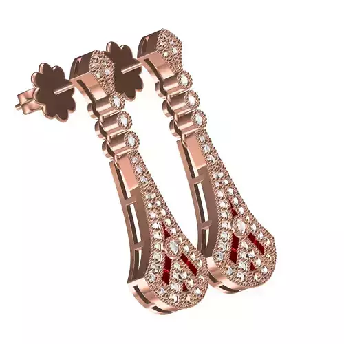 Beautiful Art Deco Long Dangle Earring 2