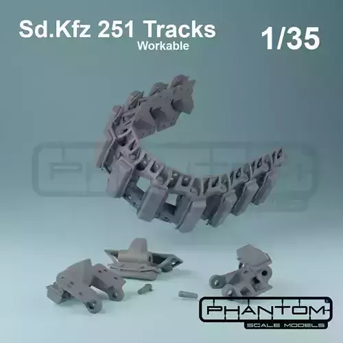 SdKfz 251 Workable Tracks 3D PRINT - 1-35 scale full workable  3D print model