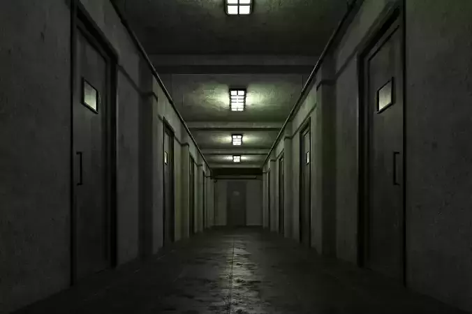Old Dark Scary Corridor 09 Low-poly 3D model