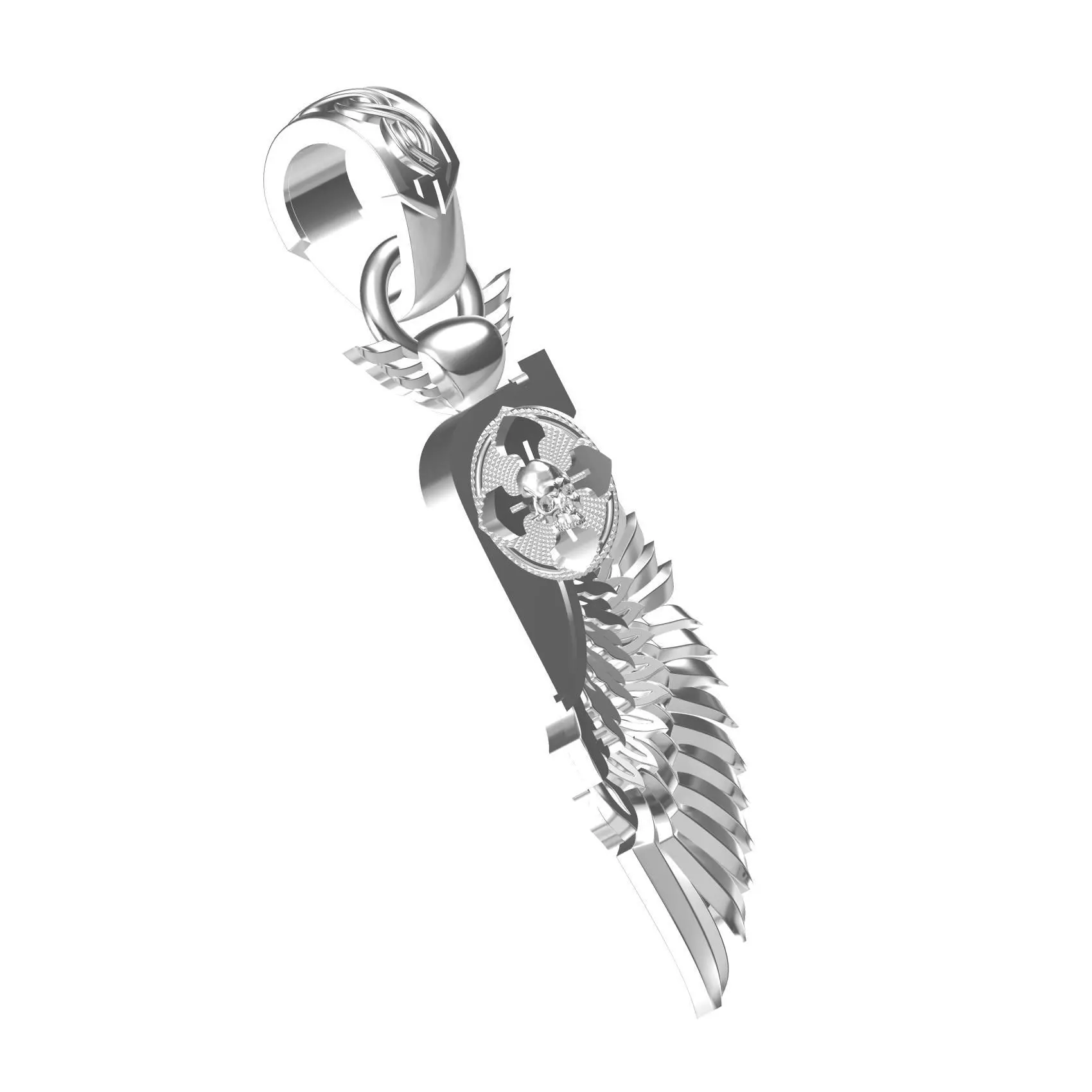 Feather Skull Unique Wings Pendant 3D print model