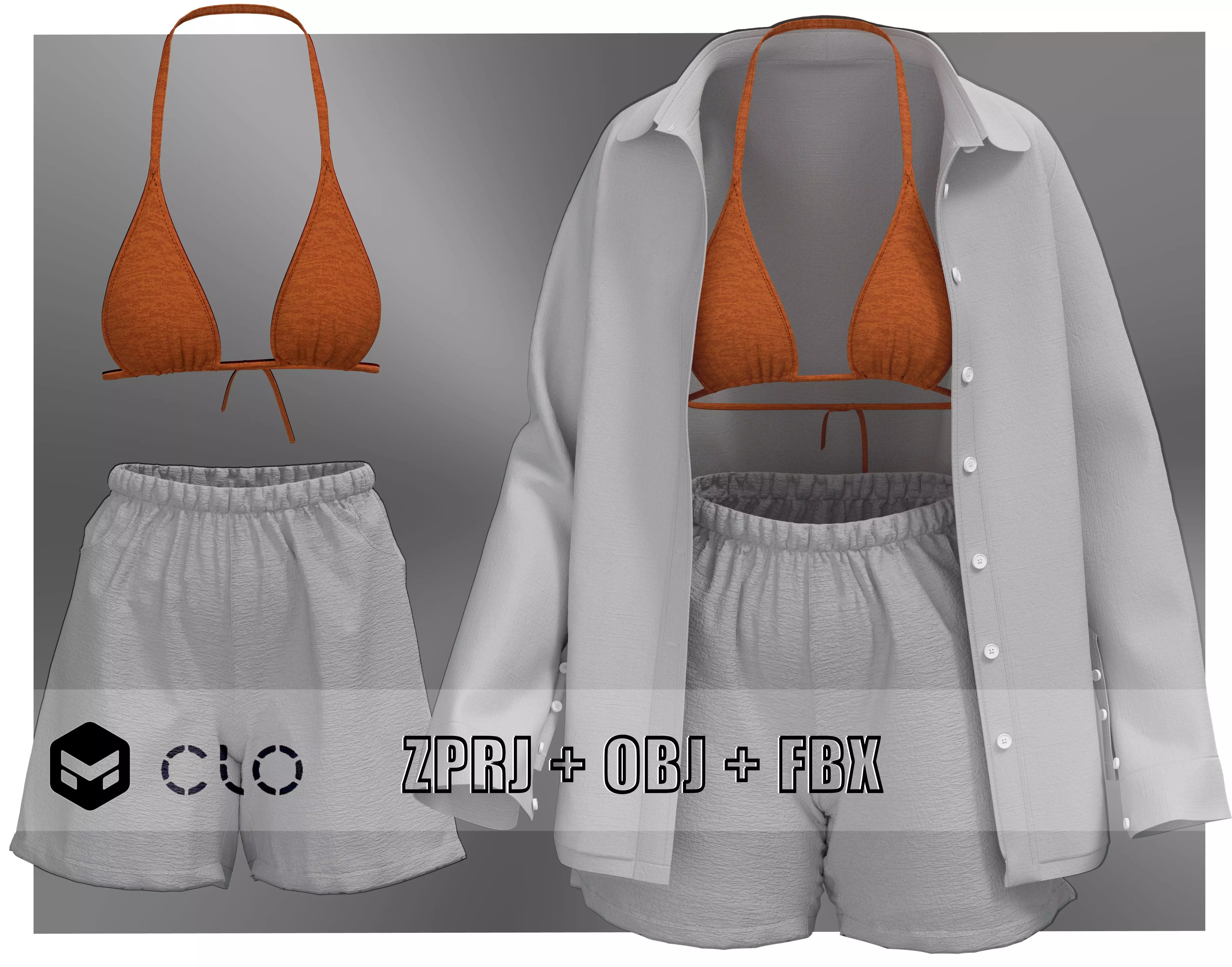summer outfit 3D model_0