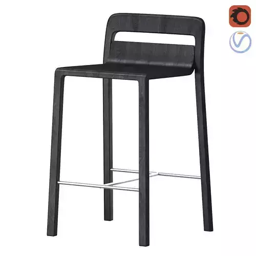  Hollywood Bar Stool Black Stained Oak