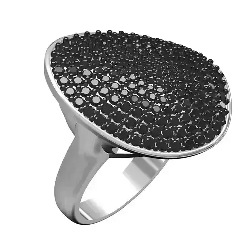 Classy Pave Black Diamond Ring 3D print model