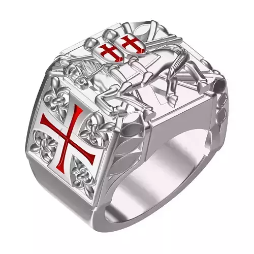 Knights Templar Sterling Silver Men Ring 3D print model
