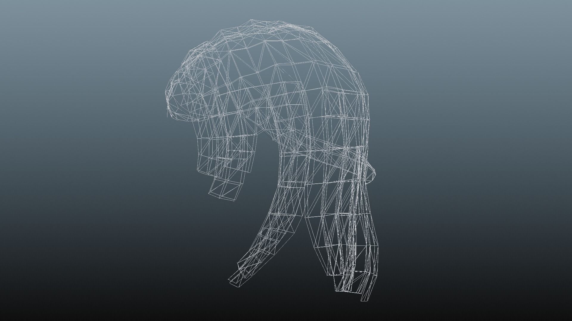 Female hair low poly 3 color model Low-poly 3D model_13