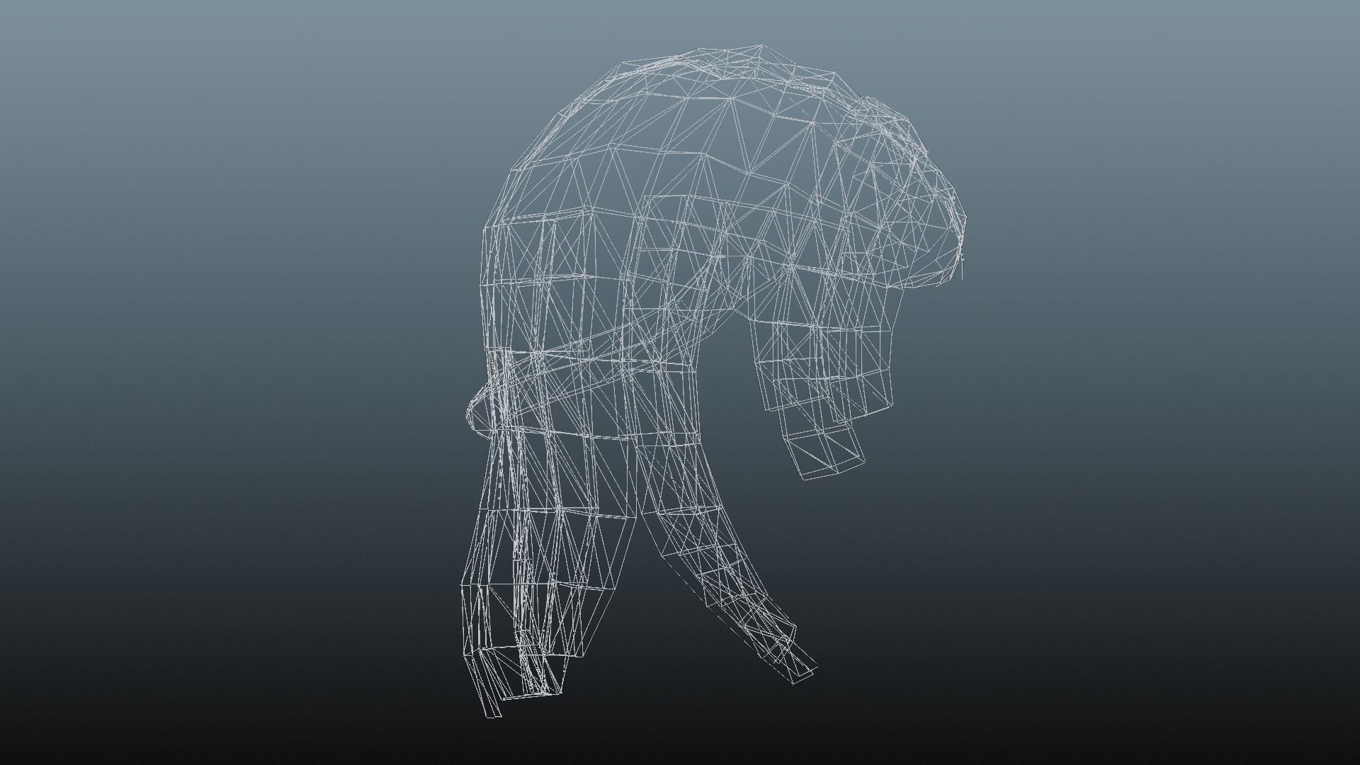 Female hair low poly 3 color model Low-poly 3D model_28