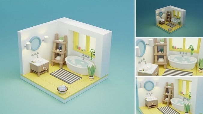 Cozy Cartoon Rooms Interior 2 Low-poly 3D model 5