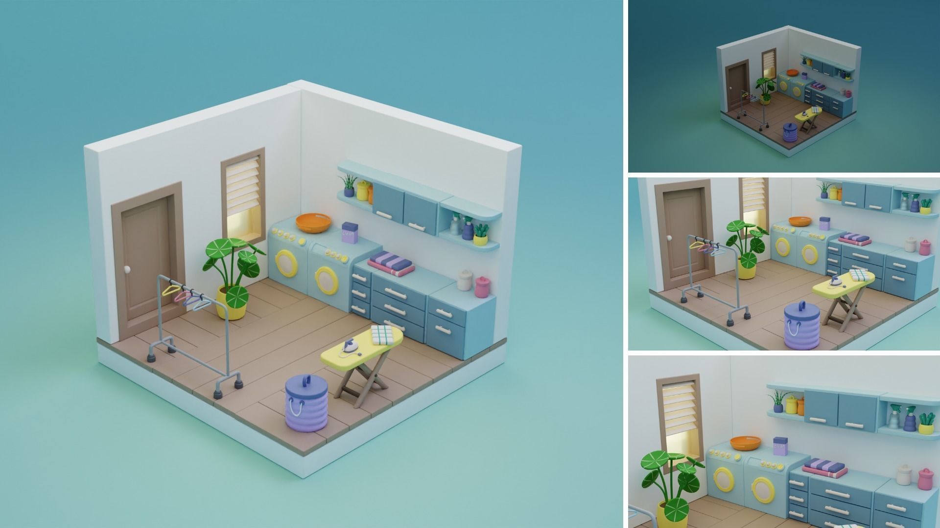 3D model Cozy Cartoon Rooms Interior 2 VR / AR / low-poly | CGTrader
