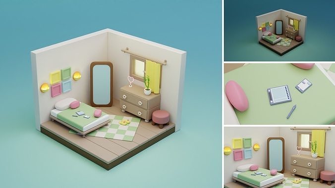 Cozy Cartoon Rooms Interior 2 Low-poly 3D model 7