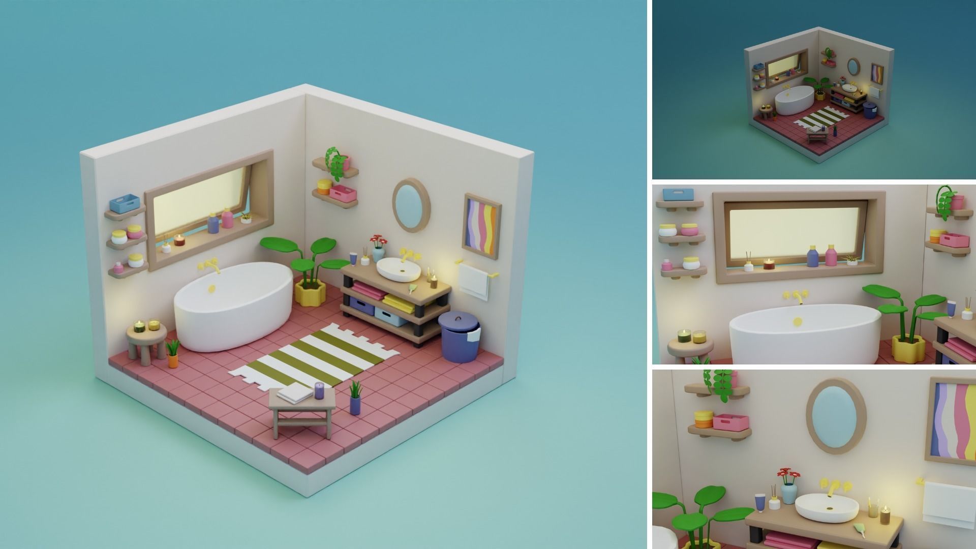 3D model Cozy Cartoon Rooms Interior 2 VR / AR / low-poly | CGTrader