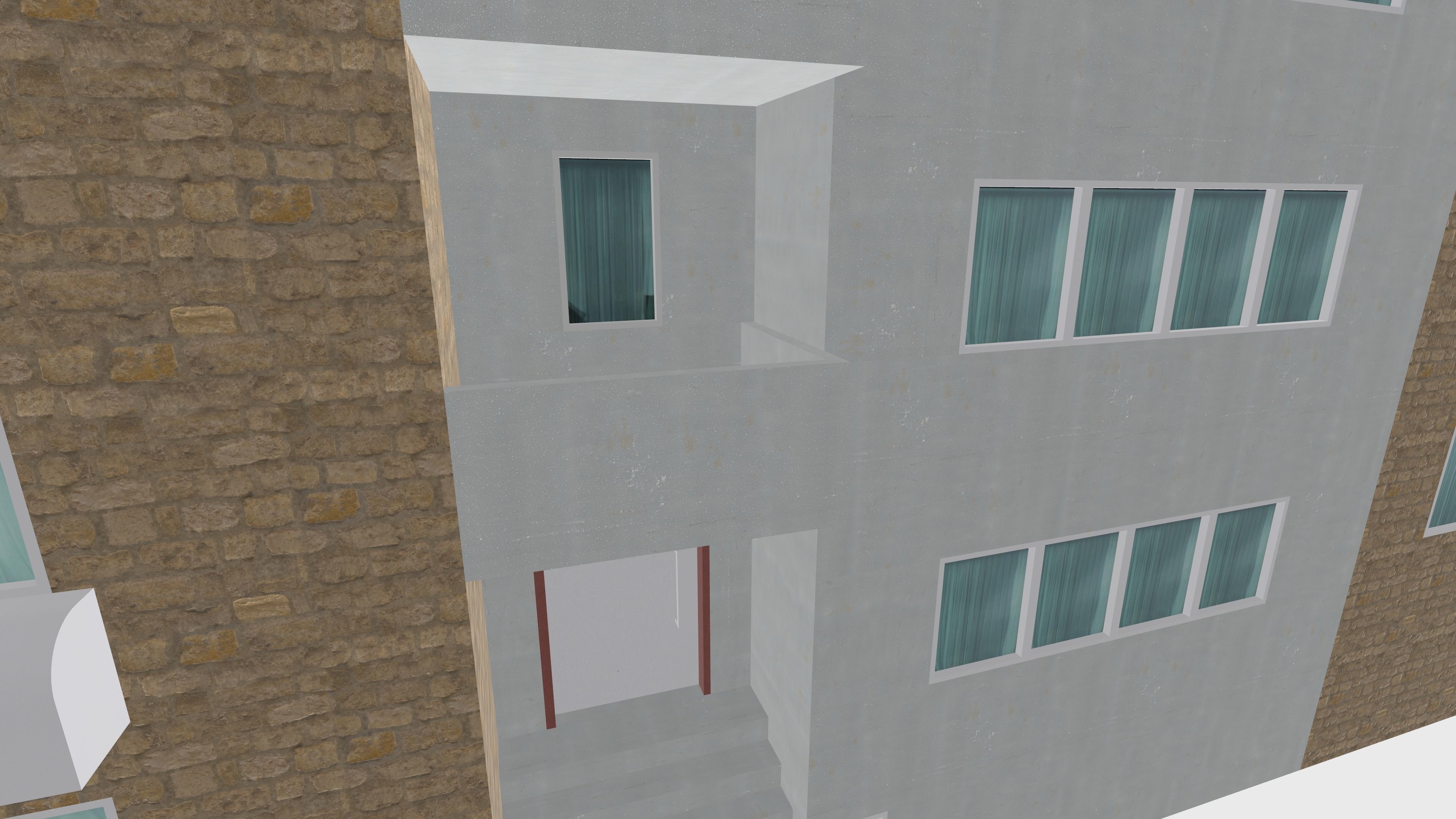 Triple house 3D model Free low-poly 3D model_4