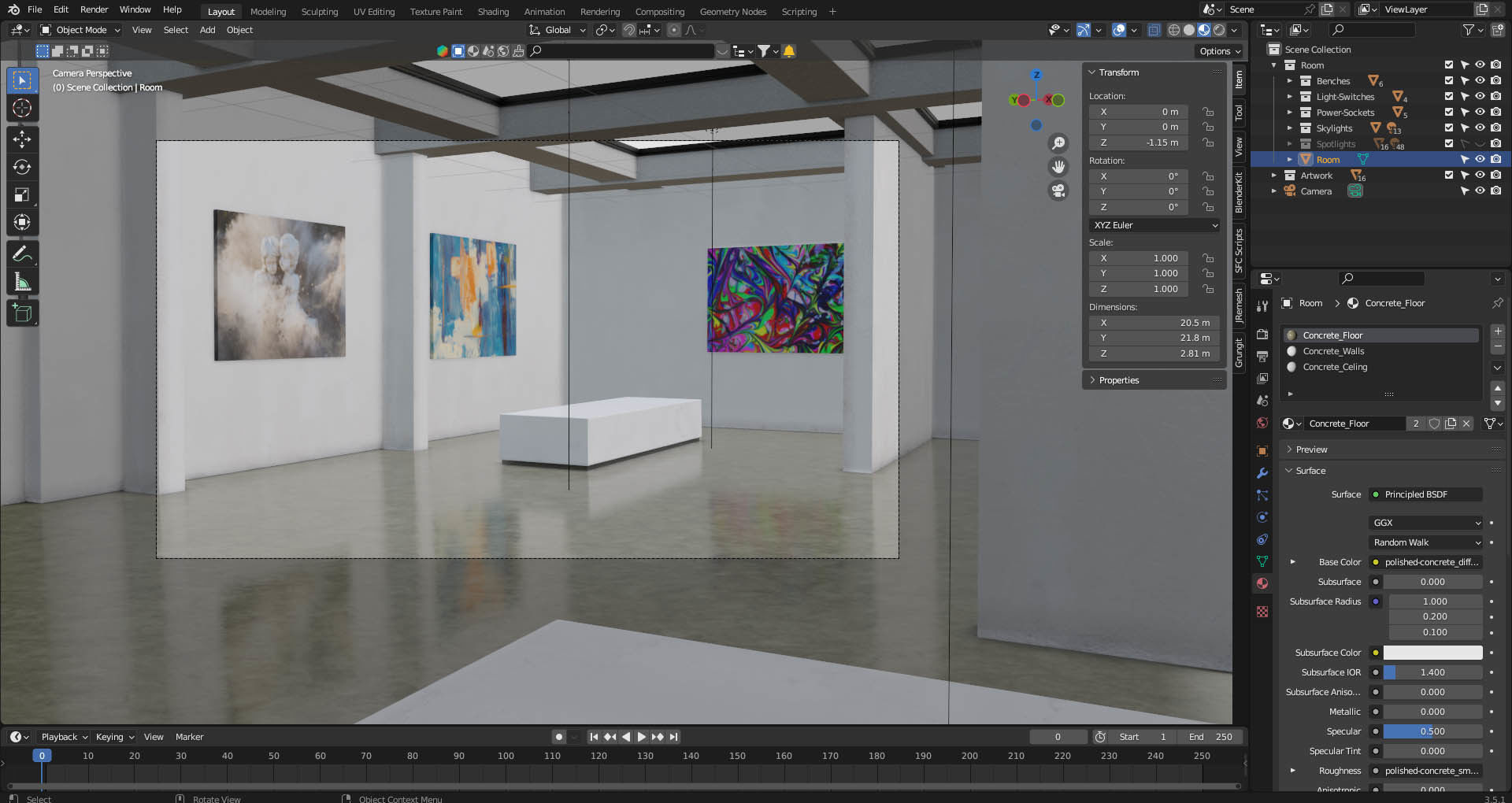 Art Gallery 3D Model - Blender Low-poly 3D model_5
