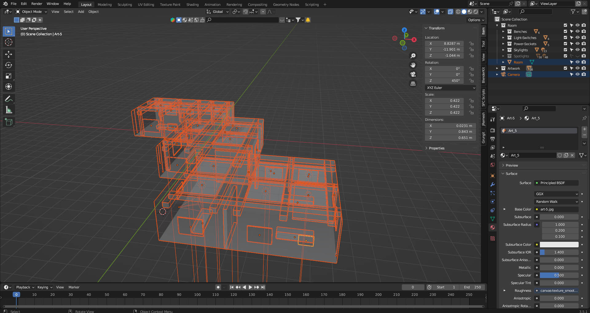 Art Gallery 3D Model - Blender Low-poly 3D model_7