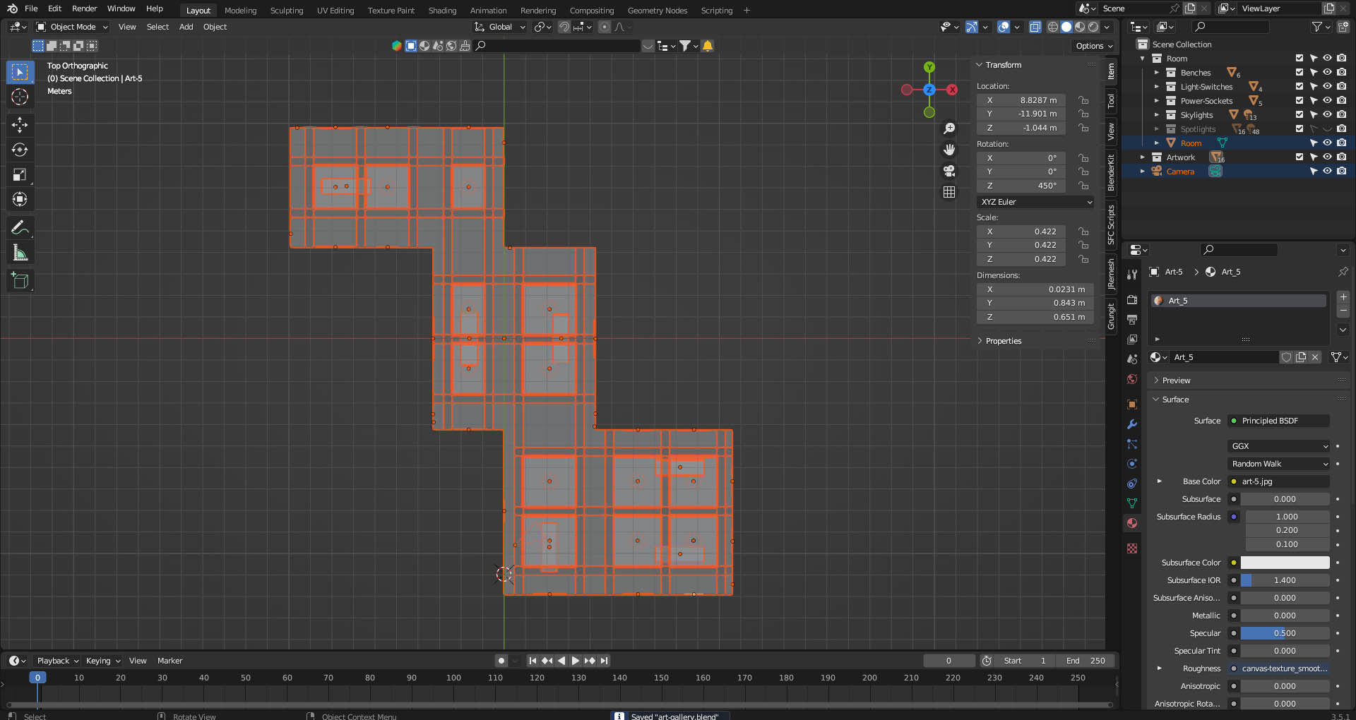 Art Gallery 3D Model - Blender Low-poly 3D model_6