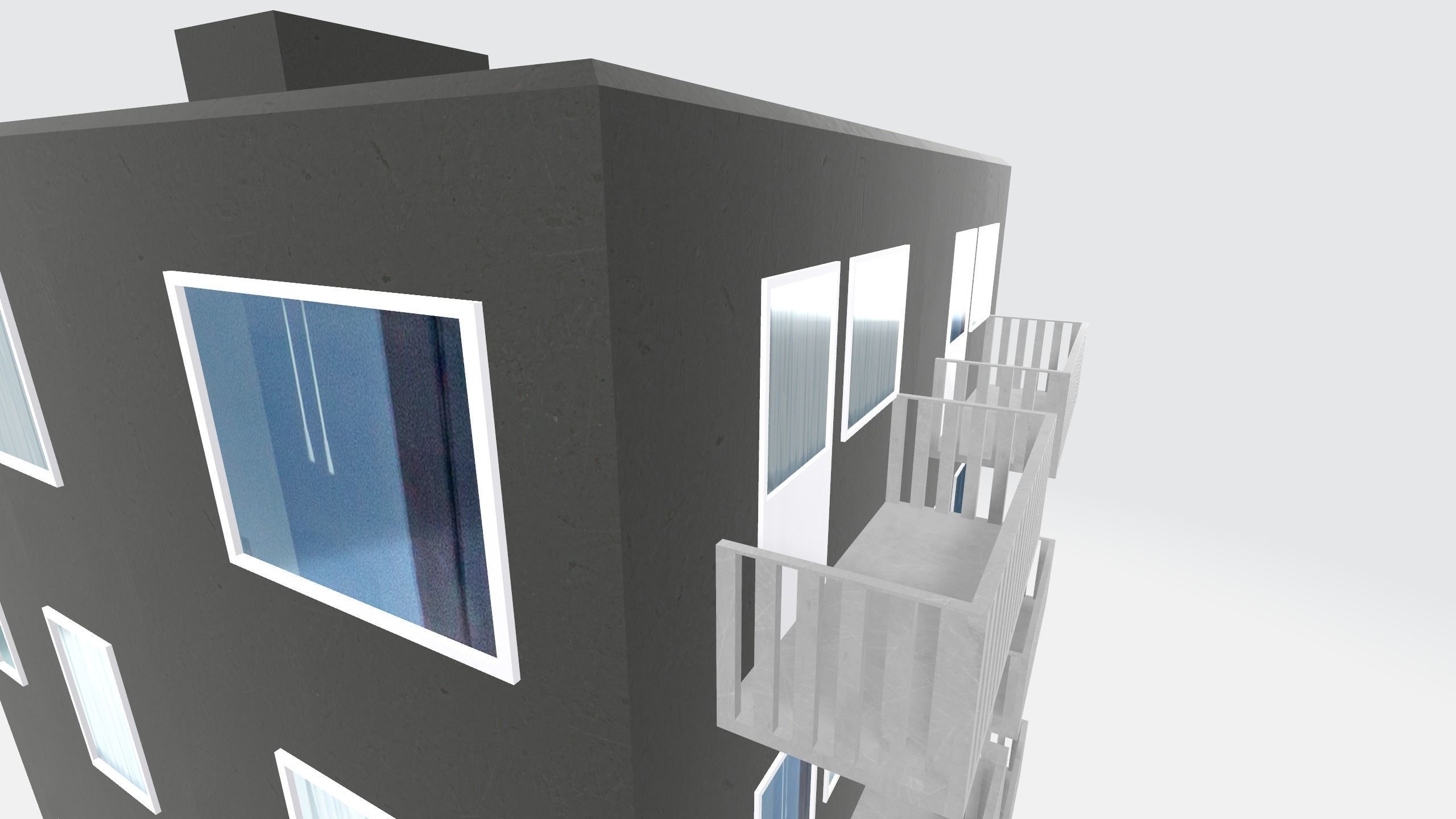 House block building 3D model Free low-poly 3D model_3