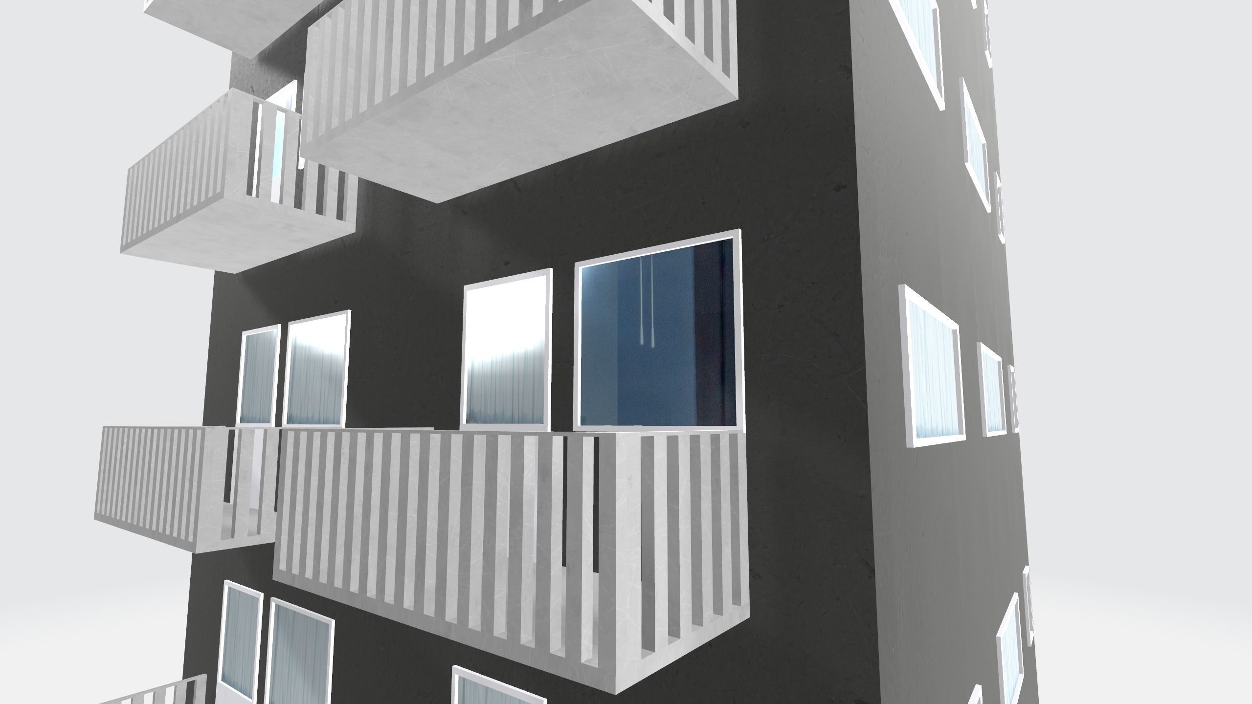 House block building 3D model Free low-poly 3D model_1