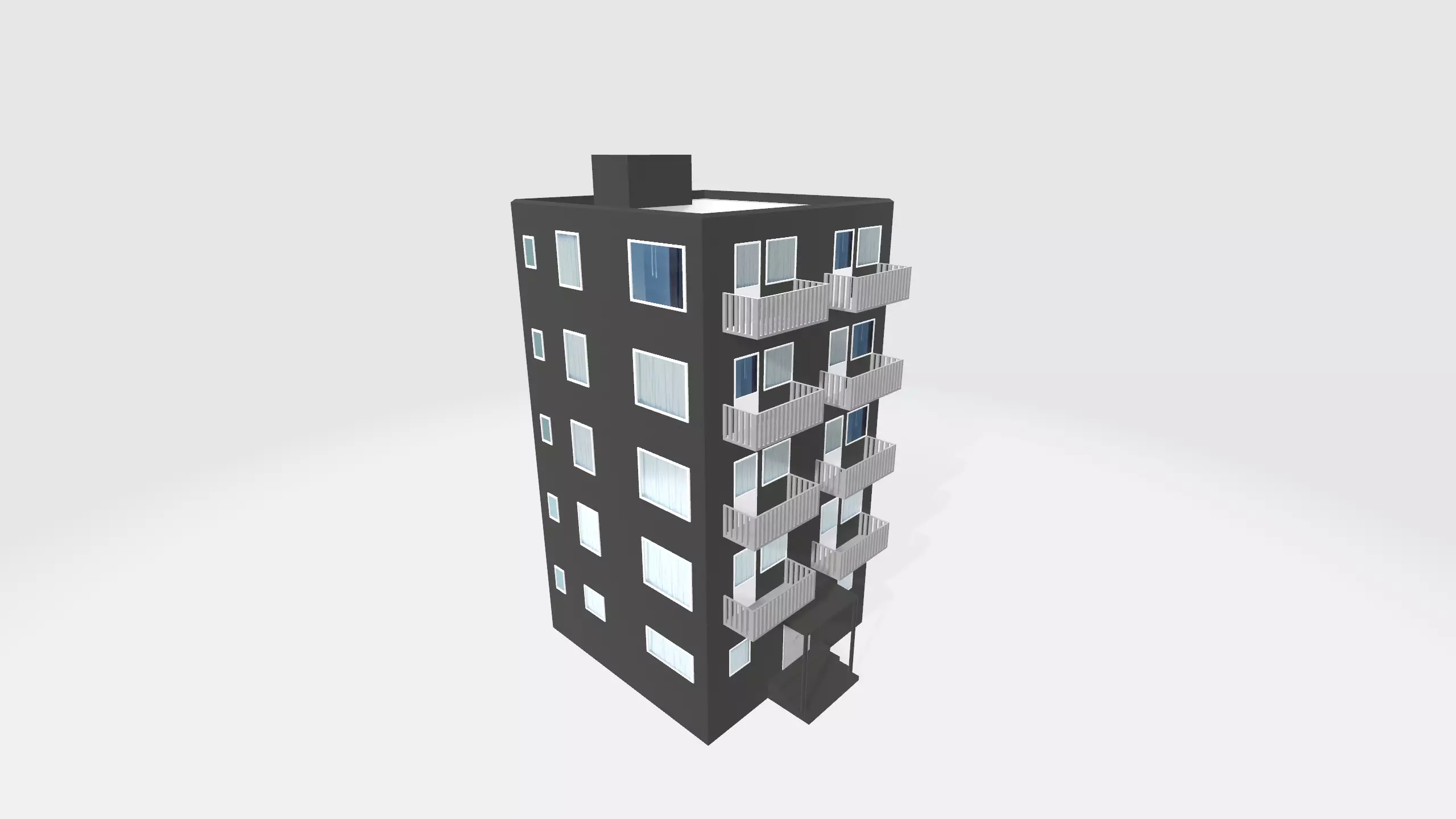 House block building 3D model Free low-poly 3D model_0