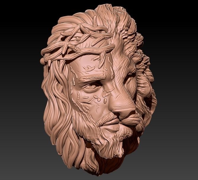 Jesus lion Pendant  3D print model_3