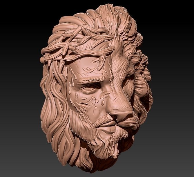 Jesus lion Pendant  3D print model_5