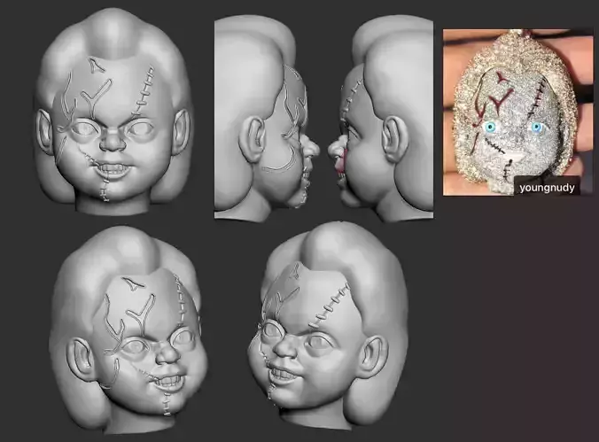 Chucky face pendant 3D print model
