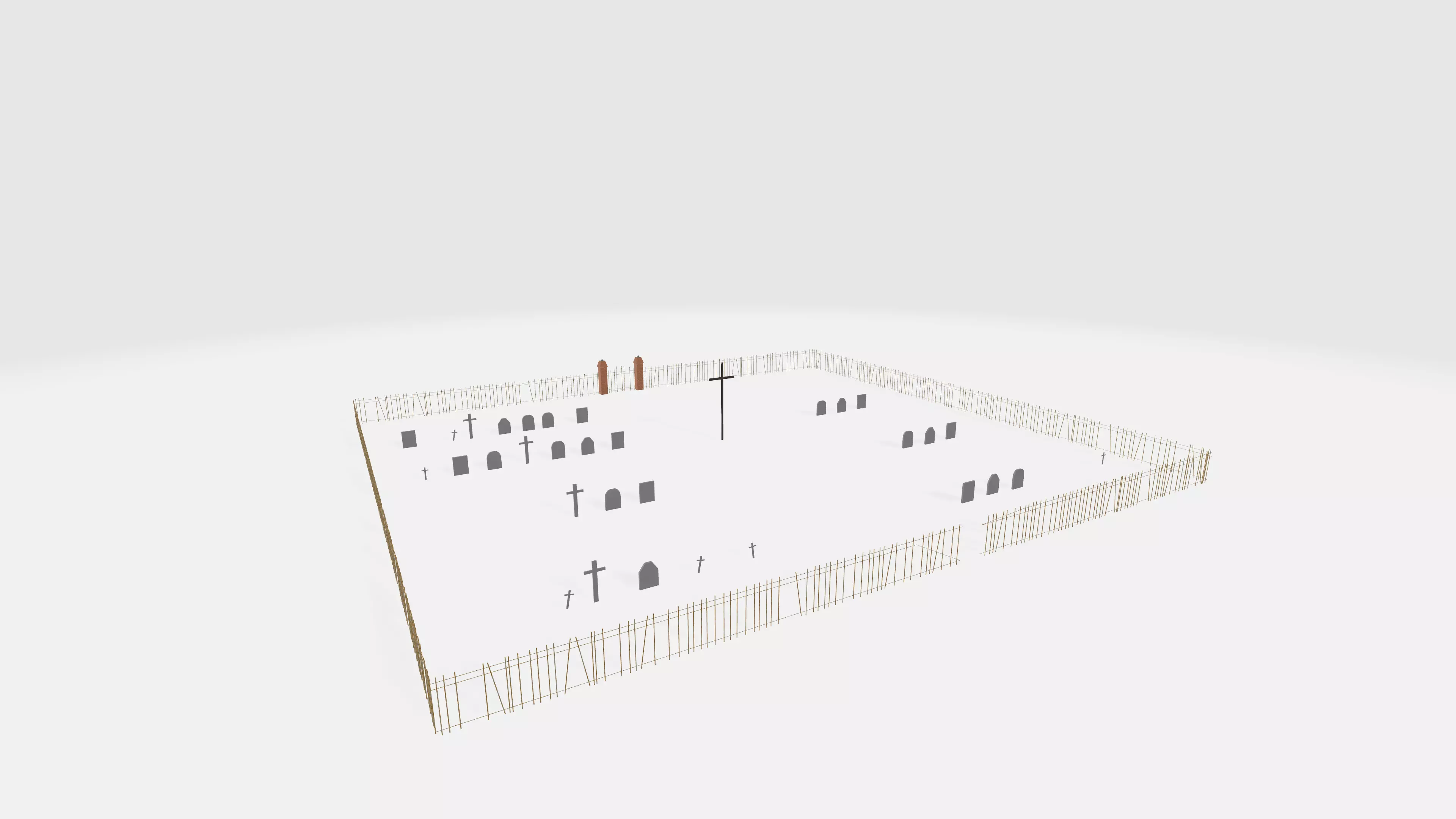 Cemetery 3D model Free low-poly 3D model