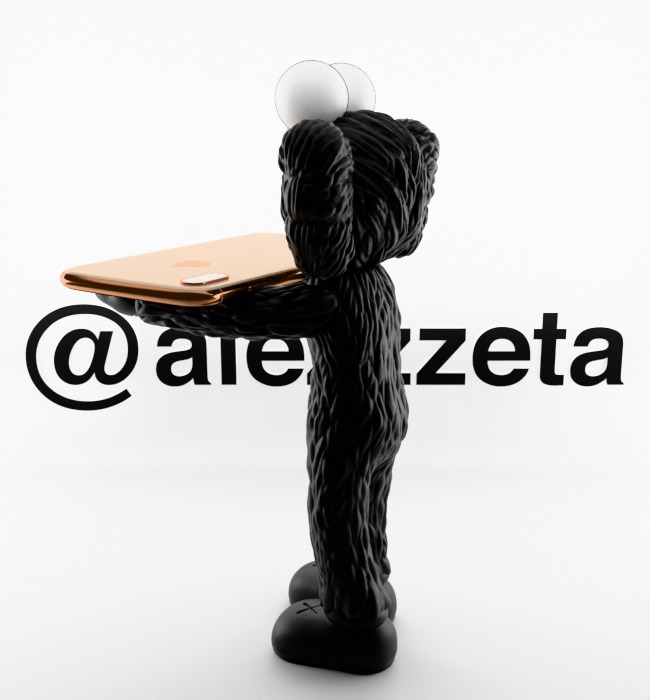Kaws BFF Cellphone Stand Textured Low-poly 3D model_25