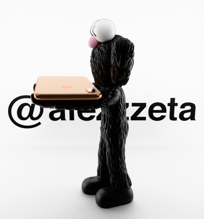 Kaws BFF Cellphone Stand Textured Low-poly 3D model_23