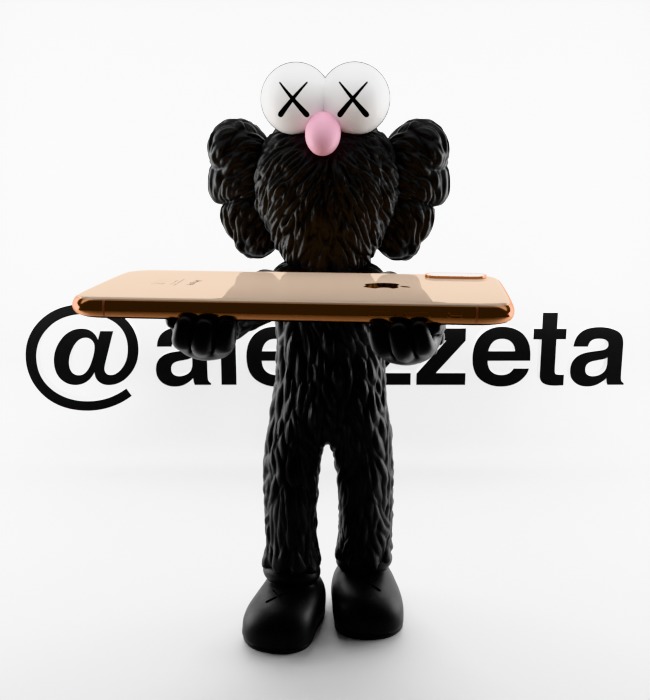 Kaws BFF Cellphone Stand Textured Low-poly 3D model_19