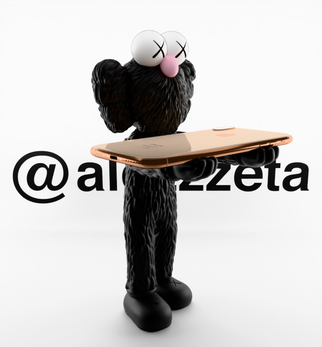 Kaws BFF Cellphone Stand Textured Low-poly 3D model_35