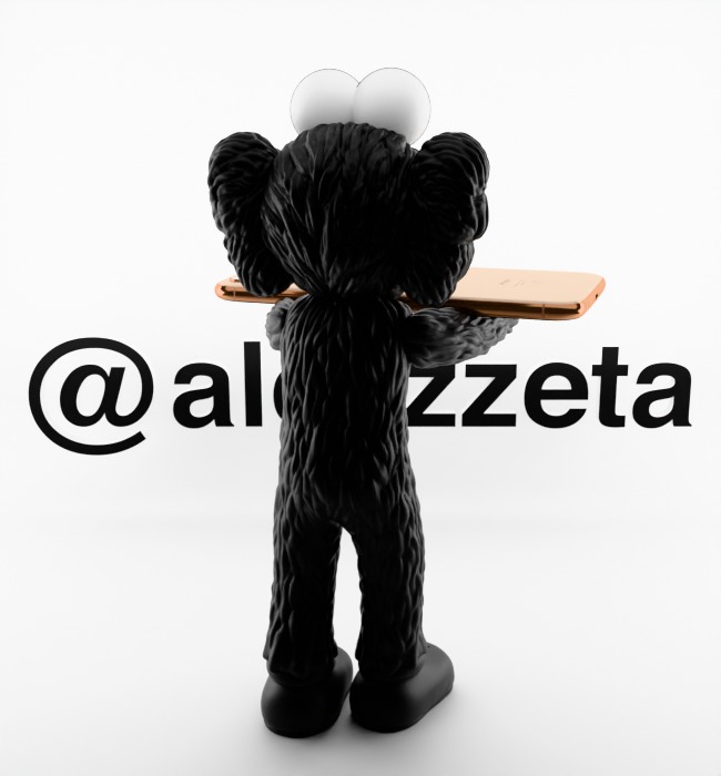 Kaws BFF Cellphone Stand Textured Low-poly 3D model_29