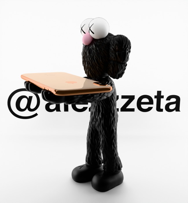 Kaws BFF Cellphone Stand Textured Low-poly 3D model_22