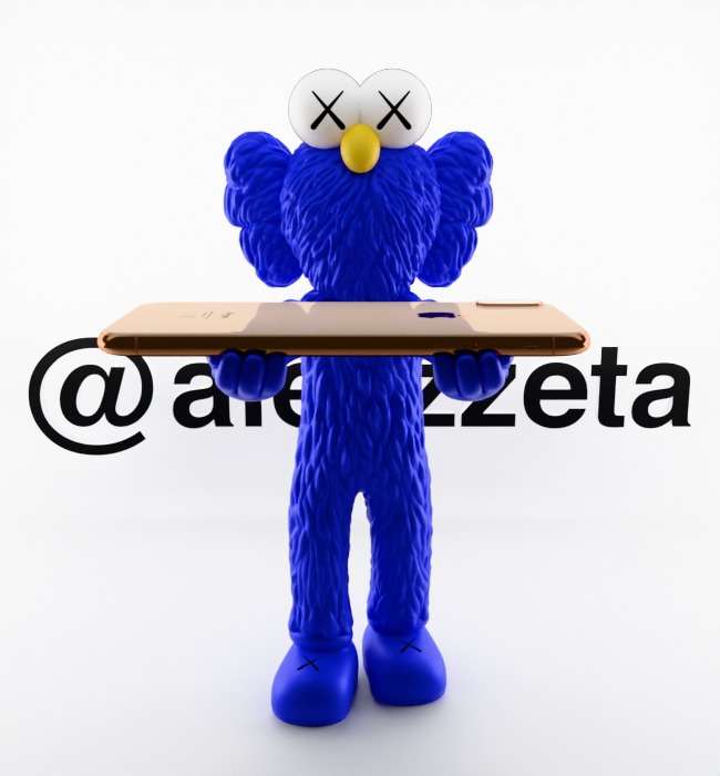 Kaws BFF Cellphone Stand Textured Low-poly 3D model_1