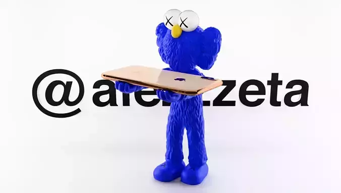 Kaws BFF Cellphone Stand Textured Low-poly 3D model