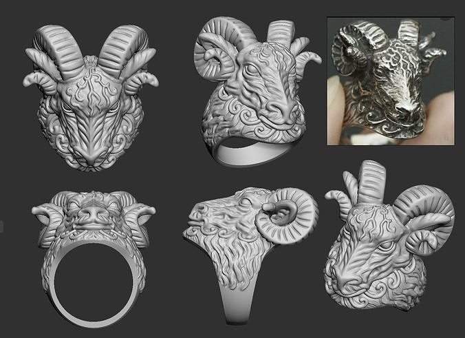 Goat Ring 3D print model