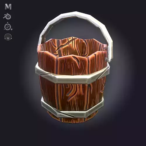 Stylized Medieval Bucket - PBR Game Ready Low-poly 3D model