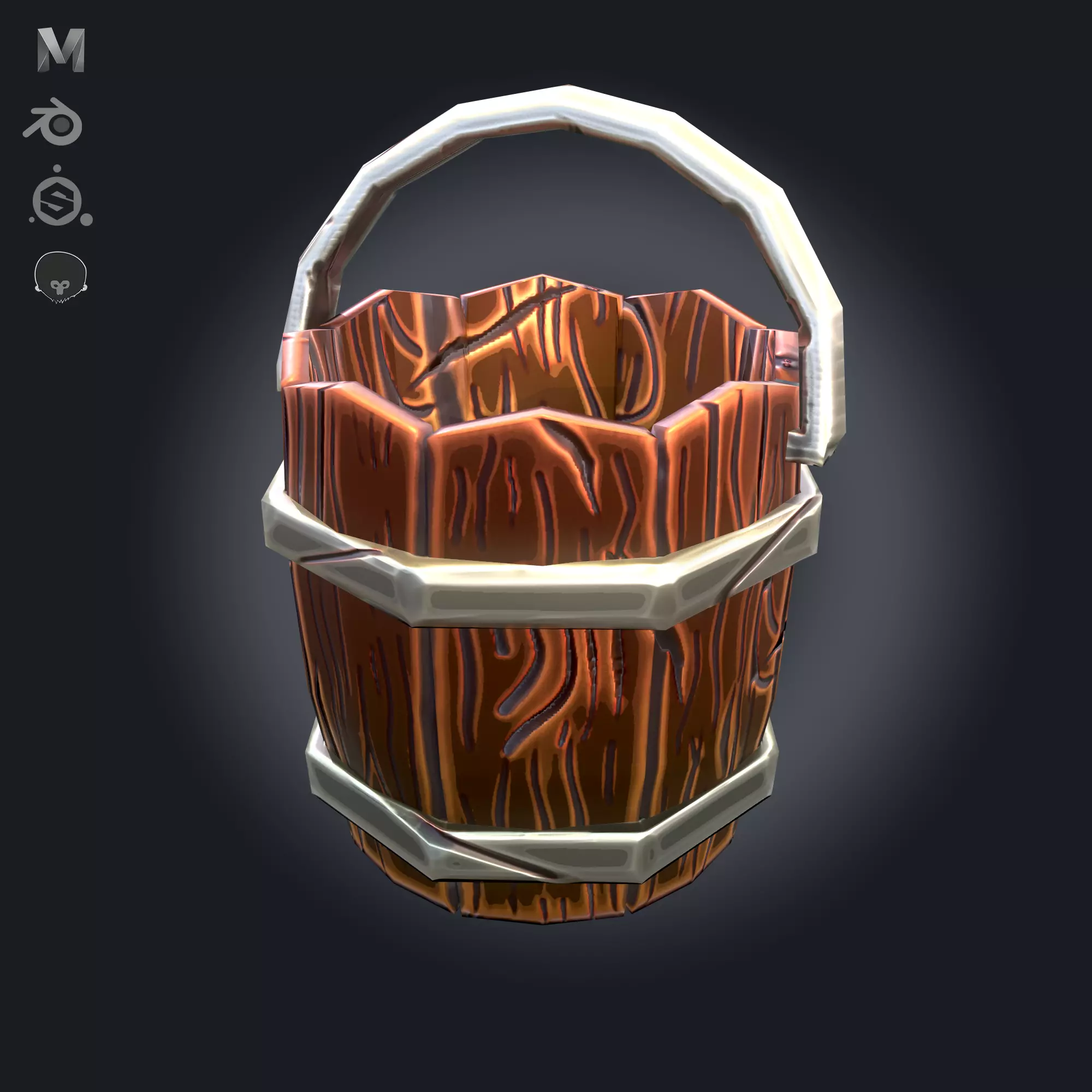 Stylized Medieval Bucket - PBR Game Ready Low-poly 3D model_0