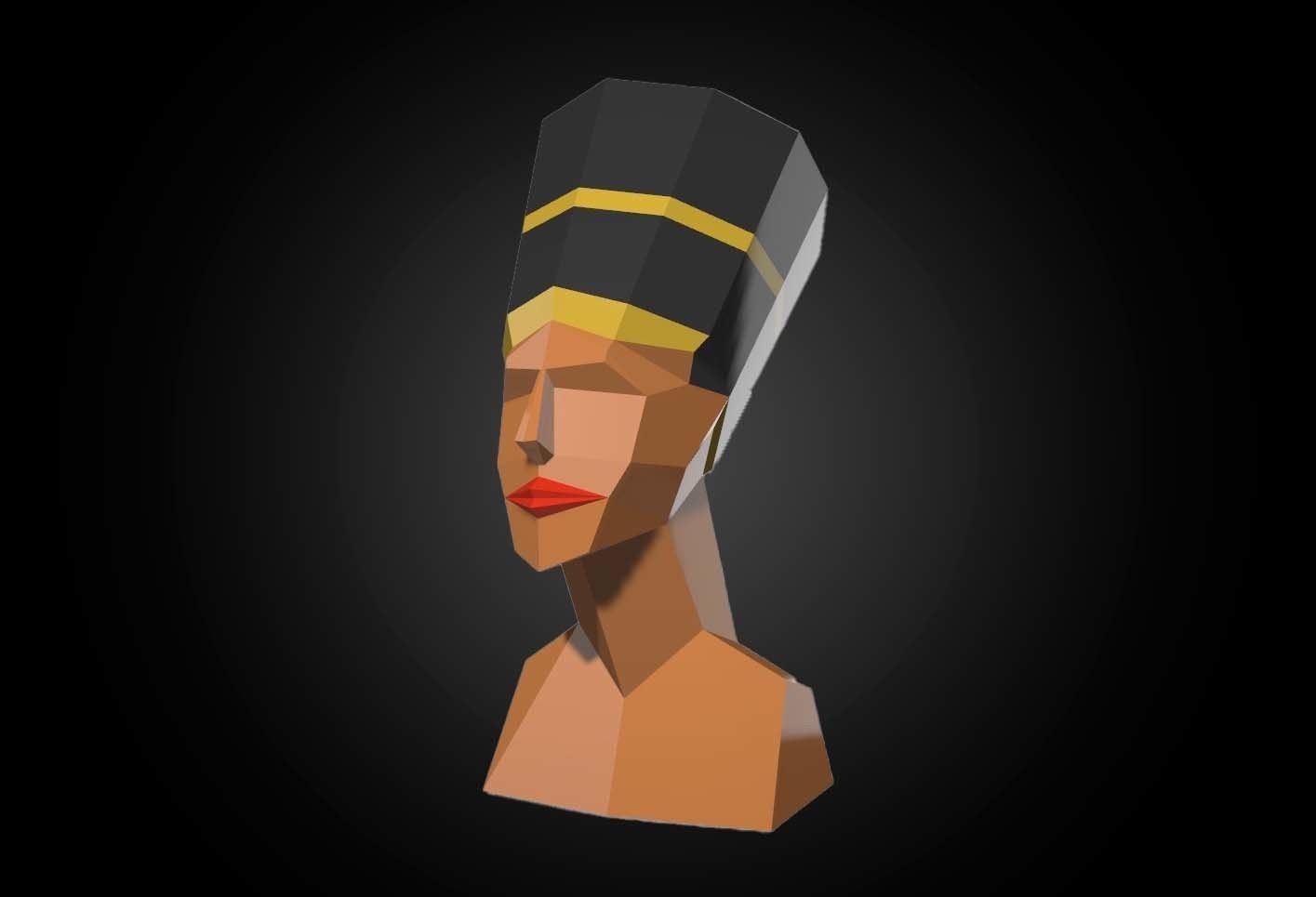 Nifertiti paper craft metal work 3D model_3