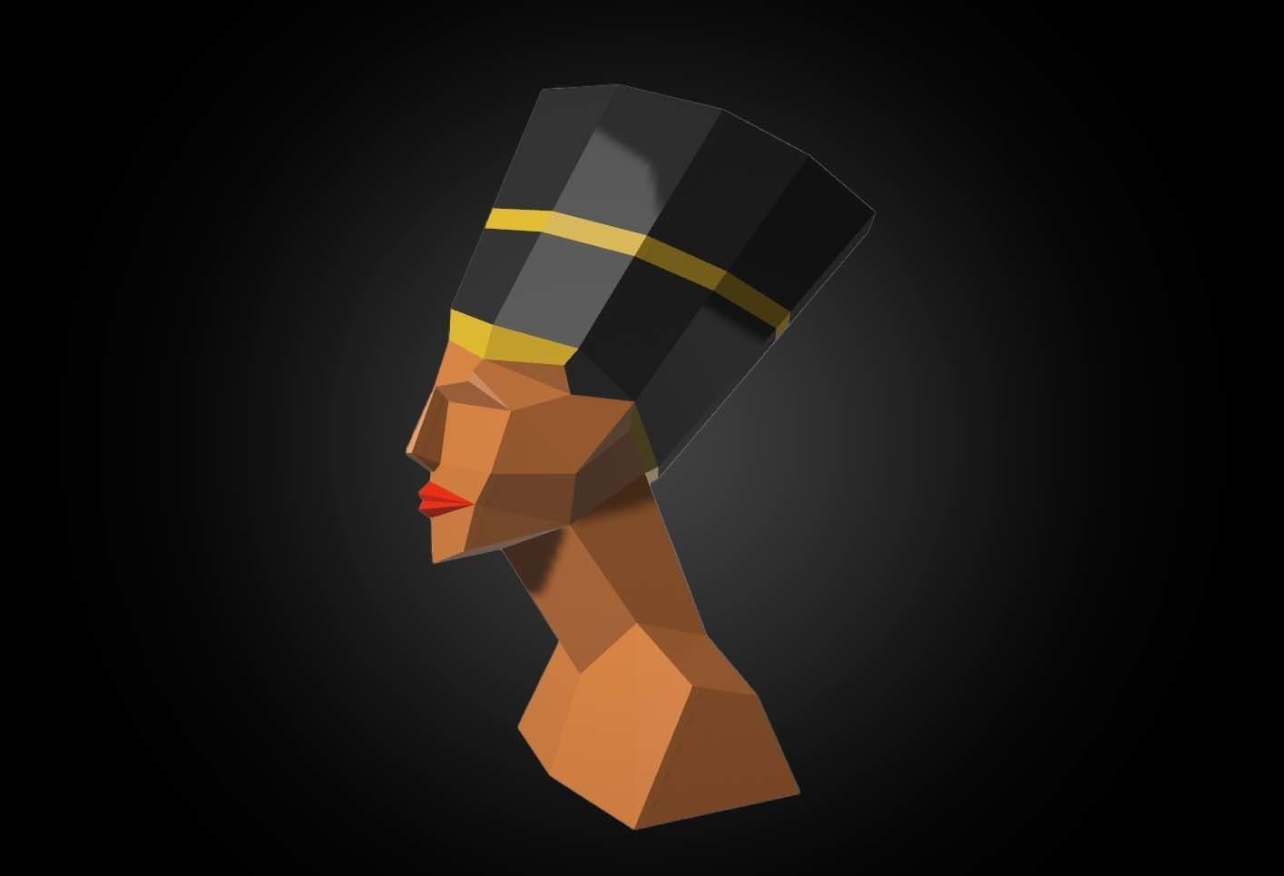 Nifertiti paper craft metal work 3D model_2