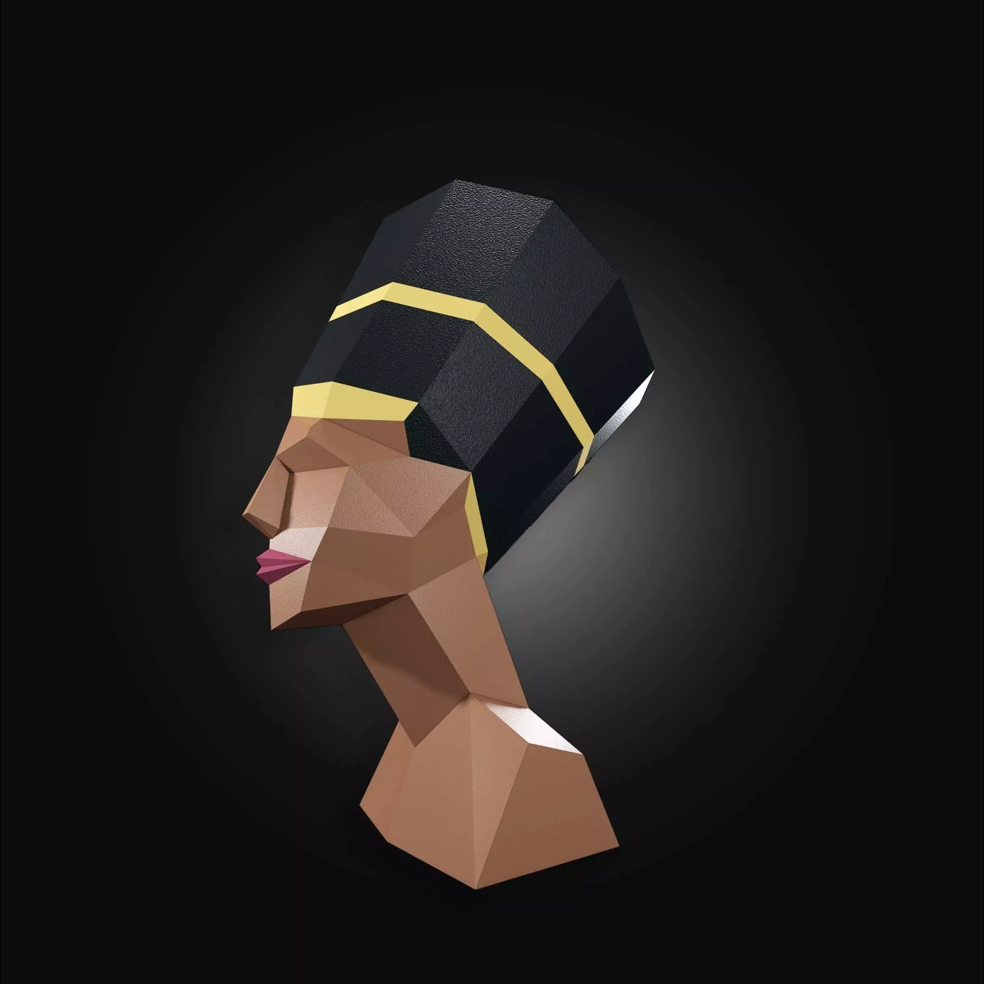 Nifertiti paper craft metal work 3D model_0