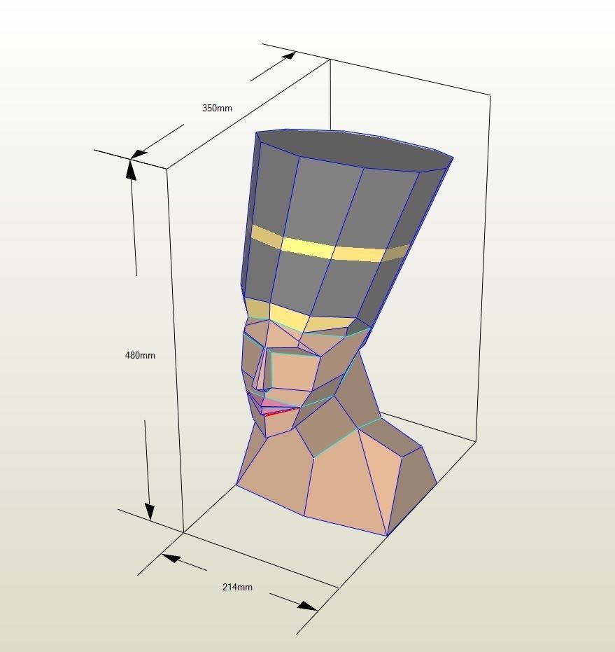 Nifertiti paper craft metal work 3D model_1