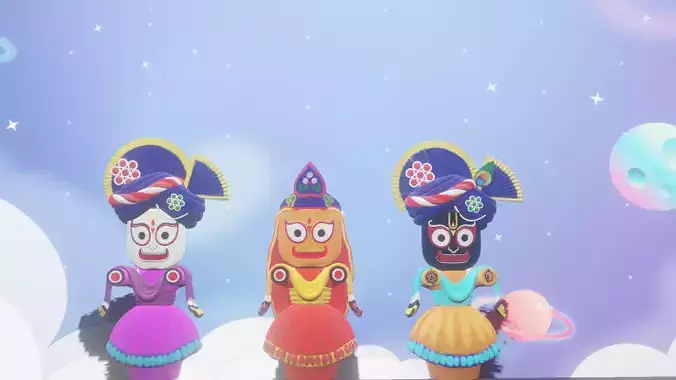 The Divine Trio Of Lord Jagannath and Balabhadra and Subhadra  Low-poly 3D model