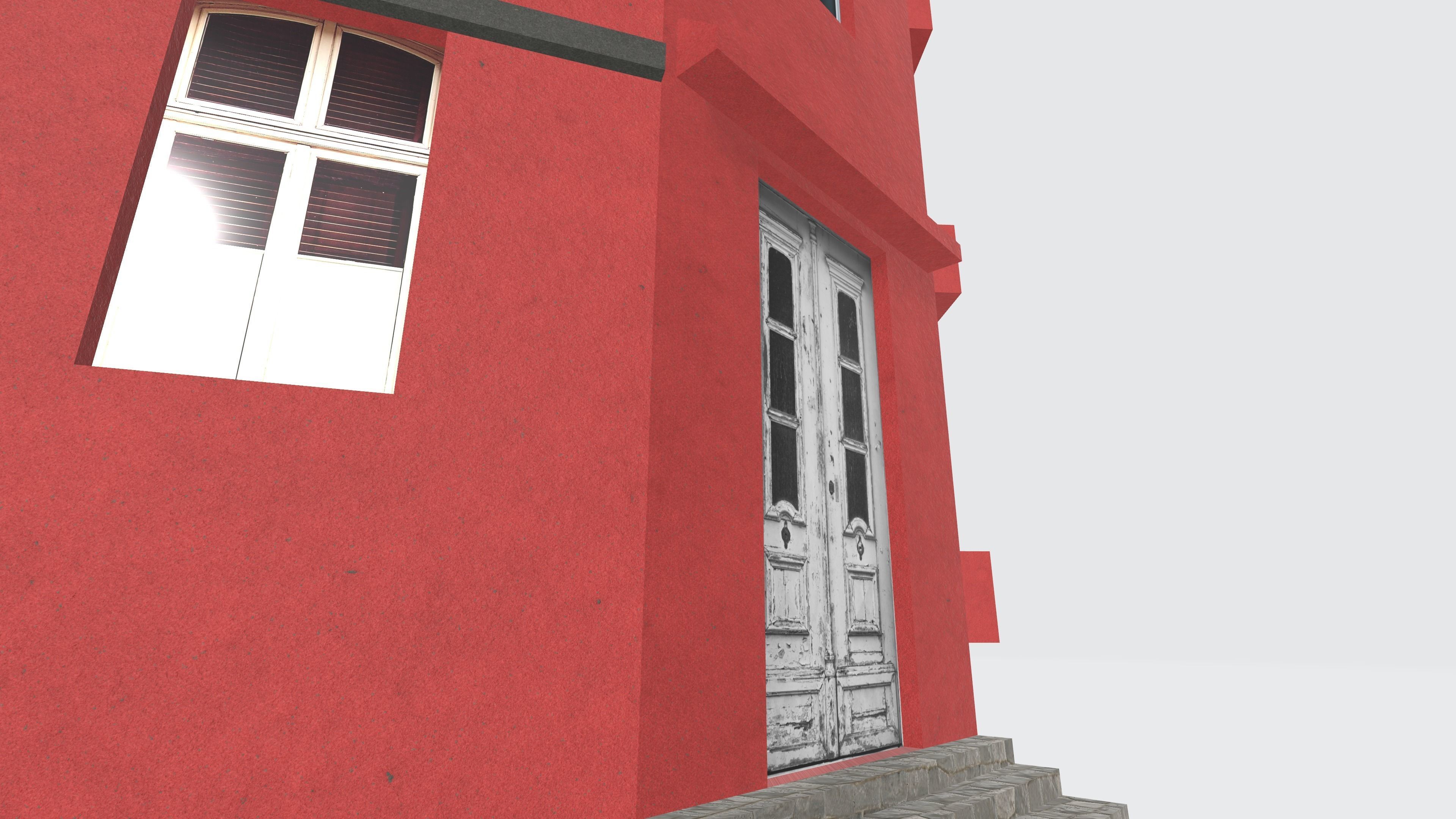 Red townhouse 3D model Free 3D model_7