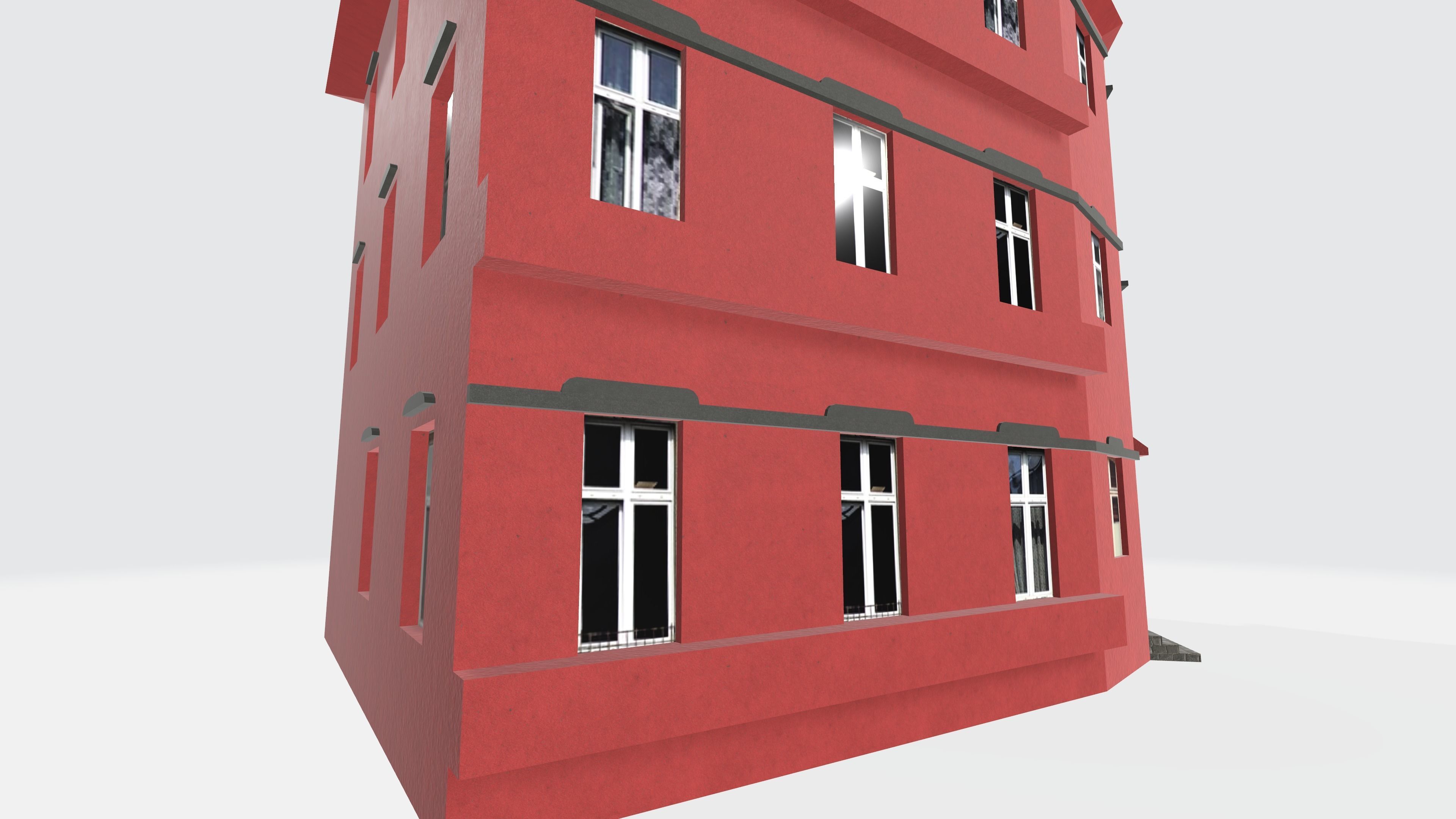 Red townhouse 3D model Free 3D model_4