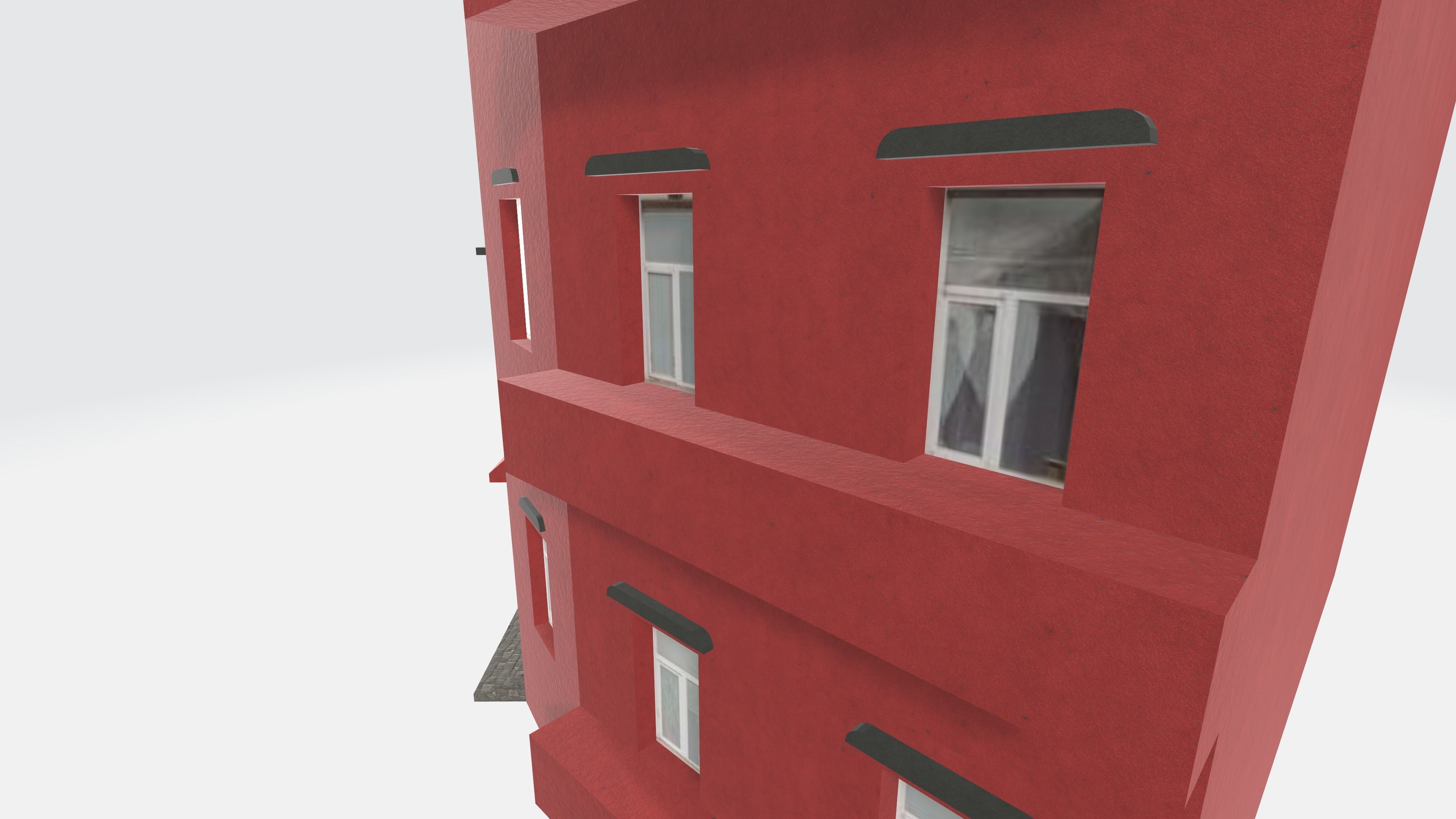 Red townhouse 3D model Free 3D model_6