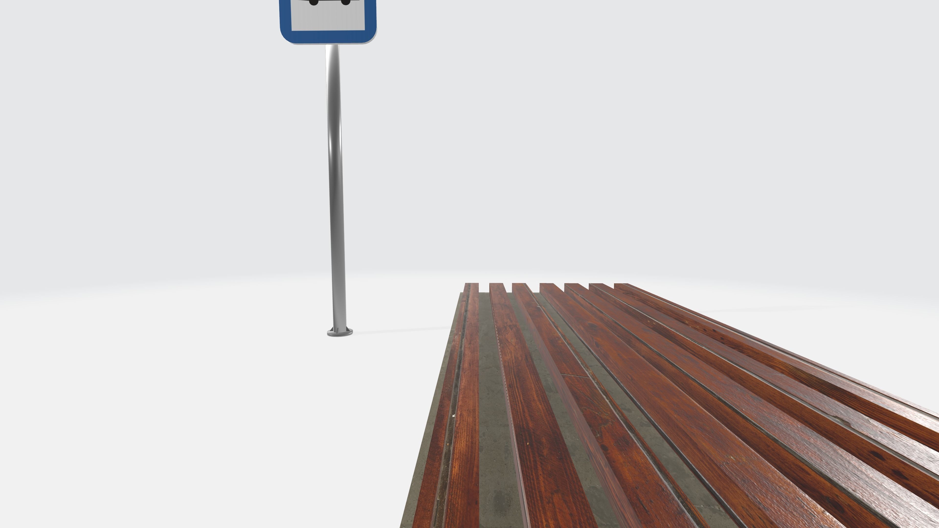Bus stop bench and sign informing 3d model Free low-poly 3D model_2