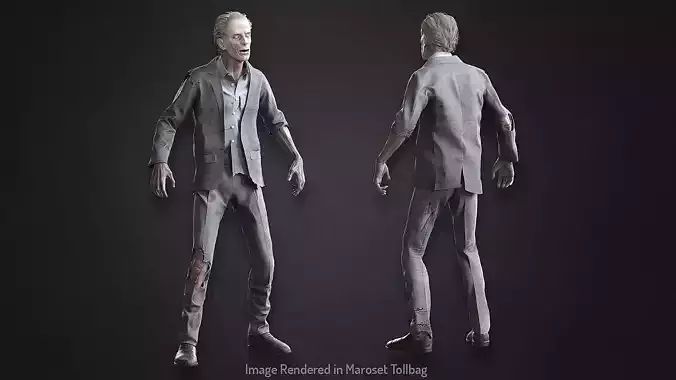 Zombie in Business Suite Low-poly 3D model