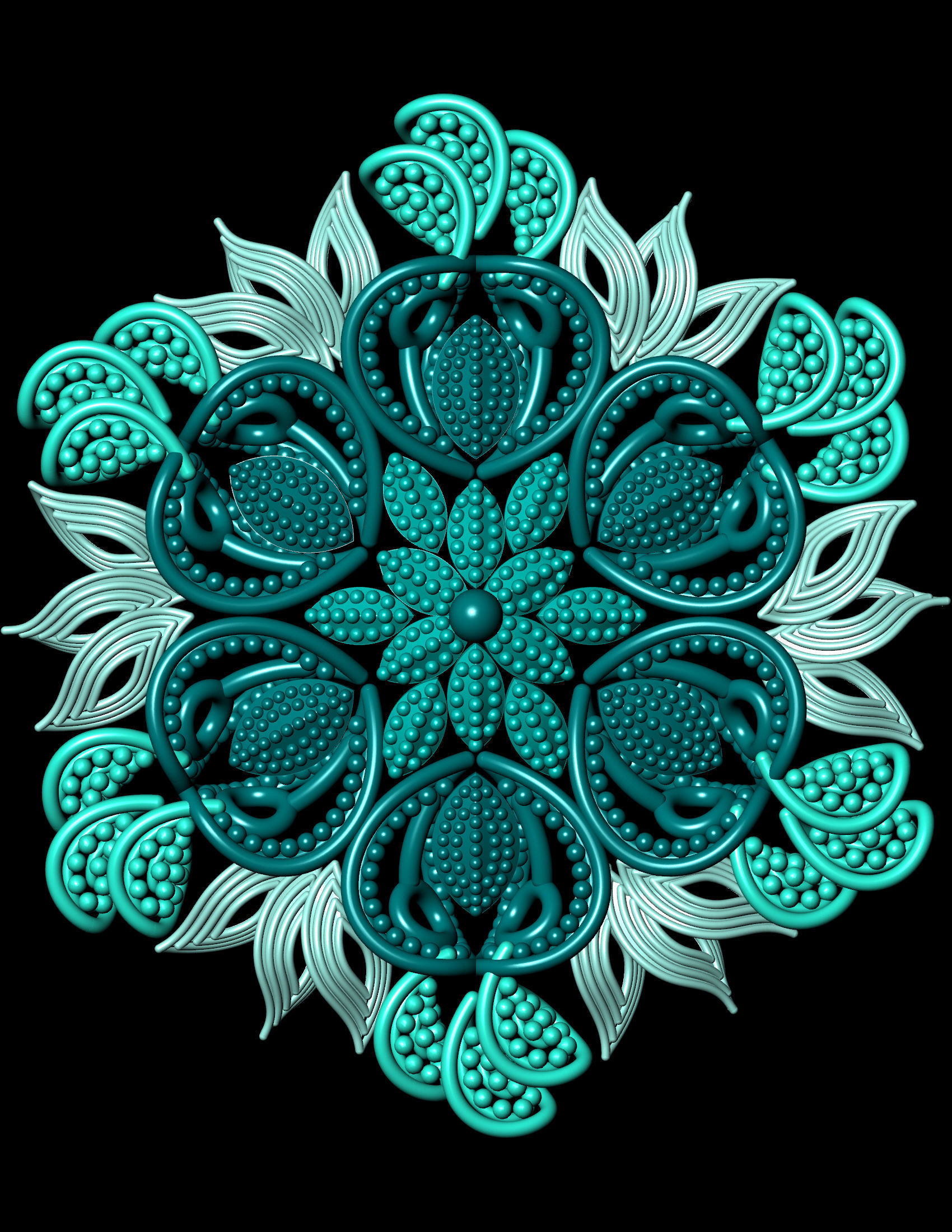 Traditional Indian Earring Set 3D print model 3D print model_3