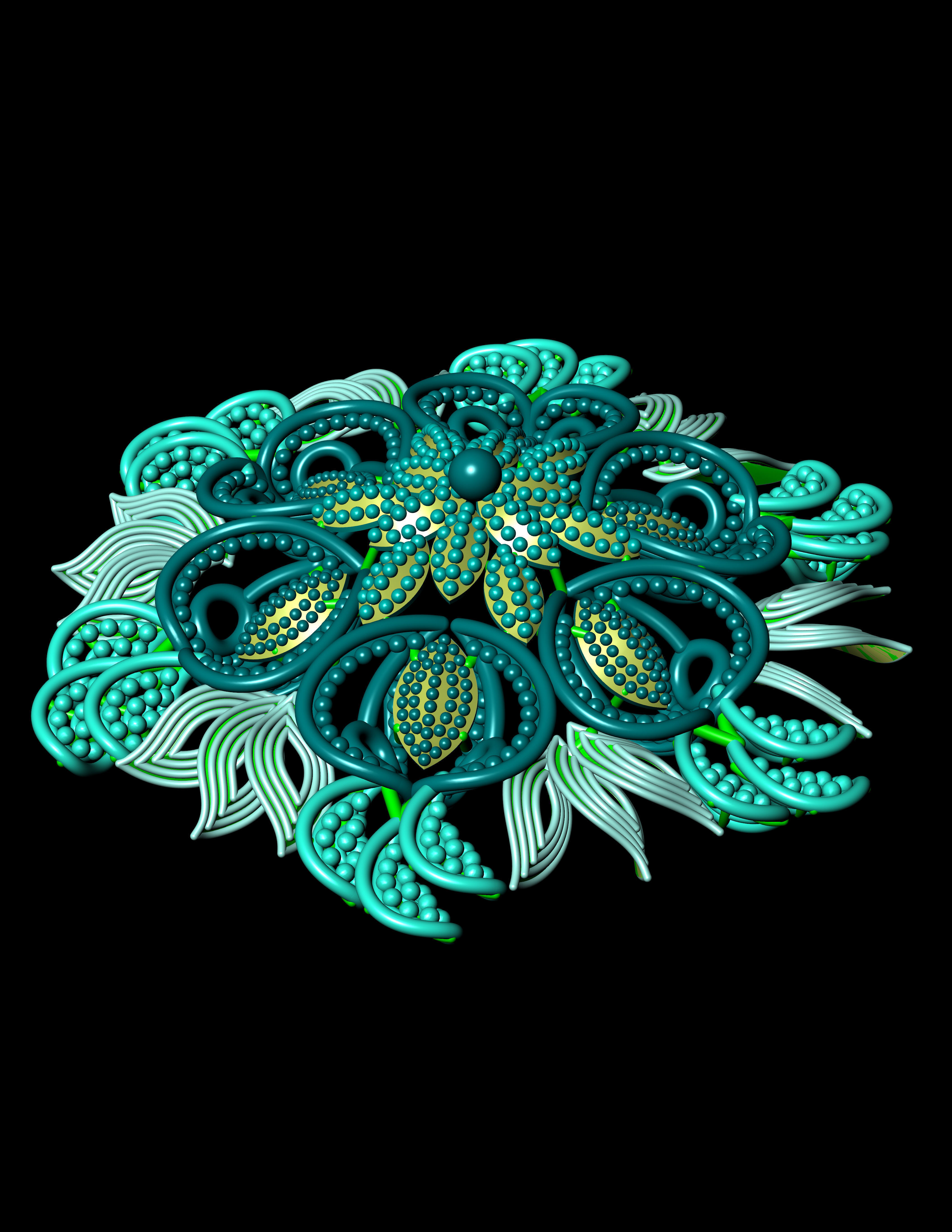 Traditional Indian Earring Set 3D print model 3D print model_6