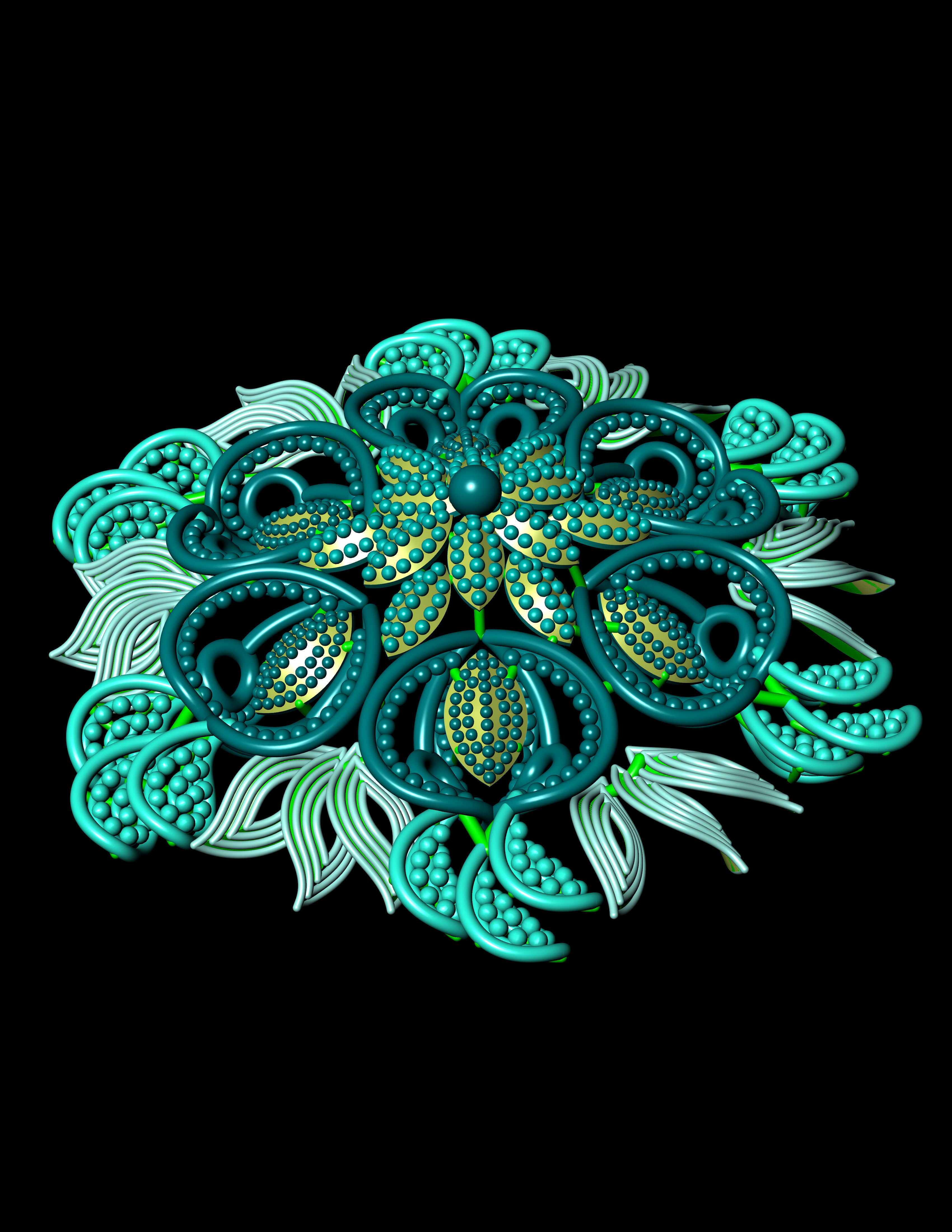 Traditional Indian Earring Set 3D print model 3D print model_4