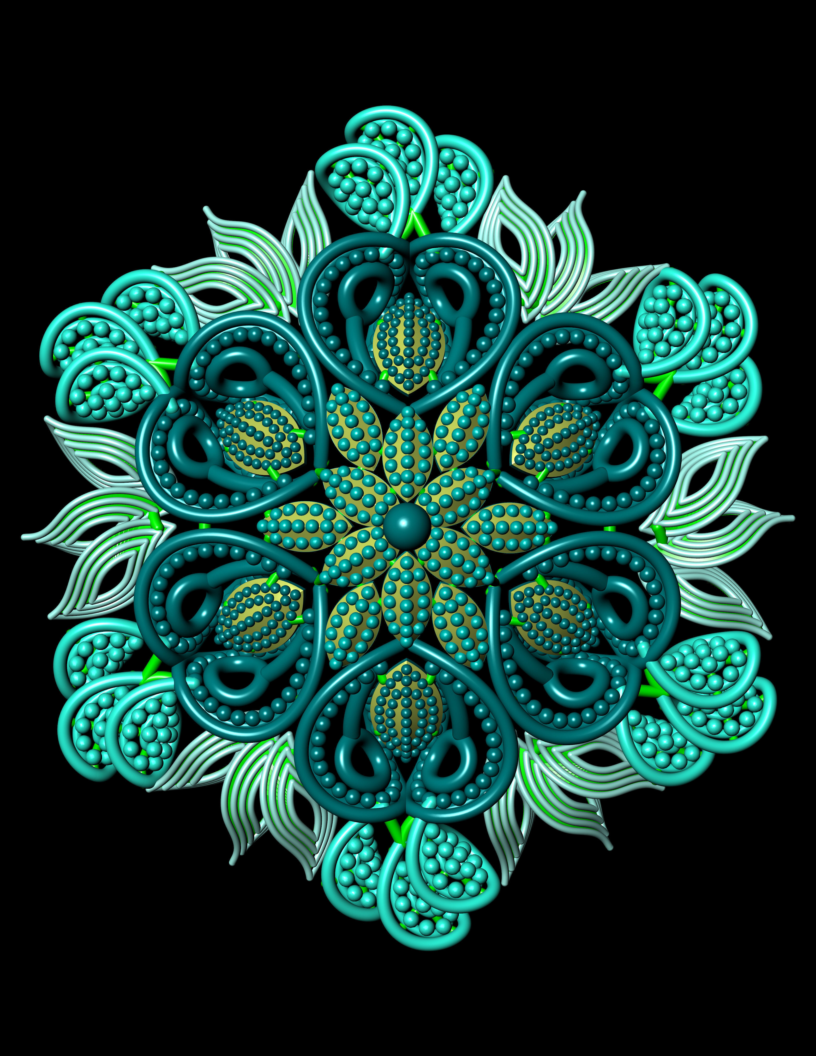 Traditional Indian Earring Set 3D print model 3D print model_5